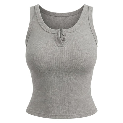 The Harper Ribbed Button Tank