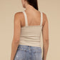 Ribbed Bra Padded V-Neck Tank Top