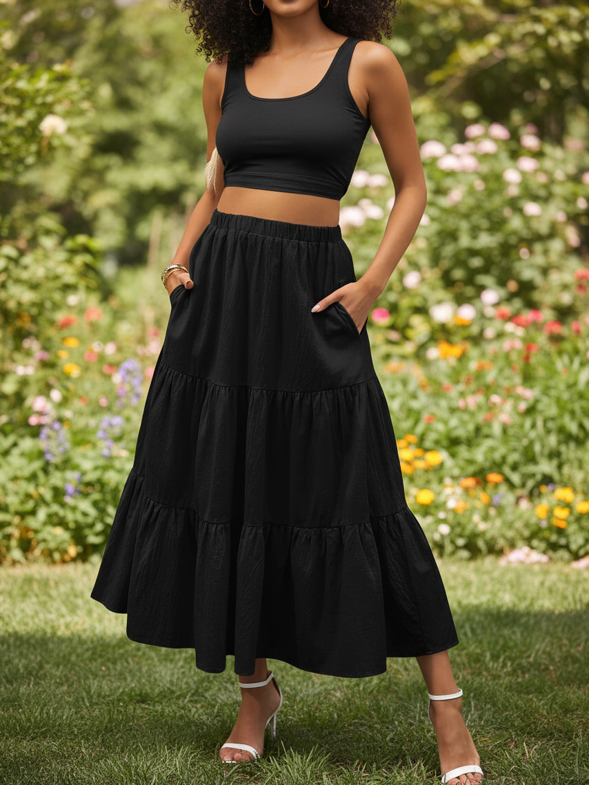 The Solana Pleated Swing Skirt