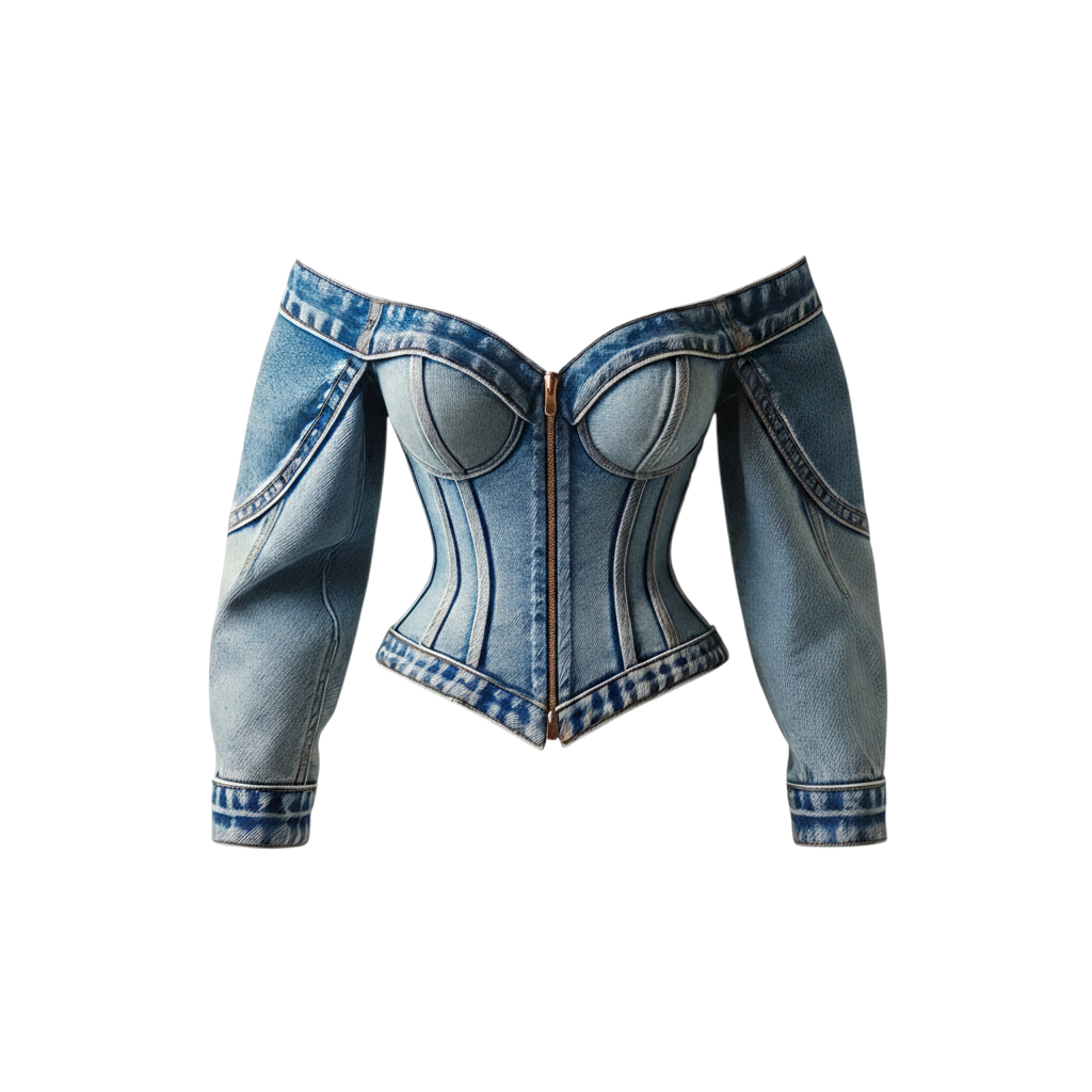 The Raven Off-Shoulder Denim Top in Blue | Lavishly Me