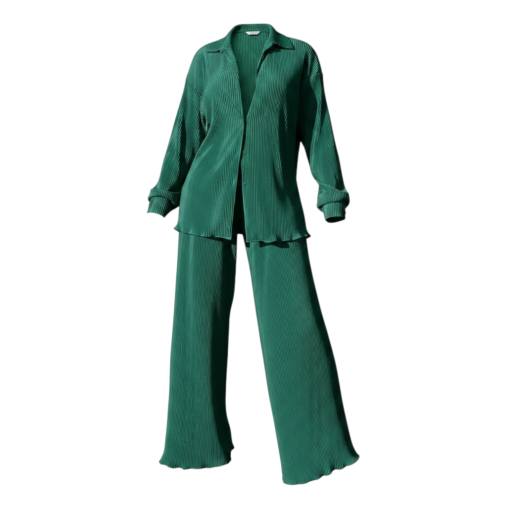 The Serena Wide-Leg Lounge Set in Green-02 | Lavishly Me