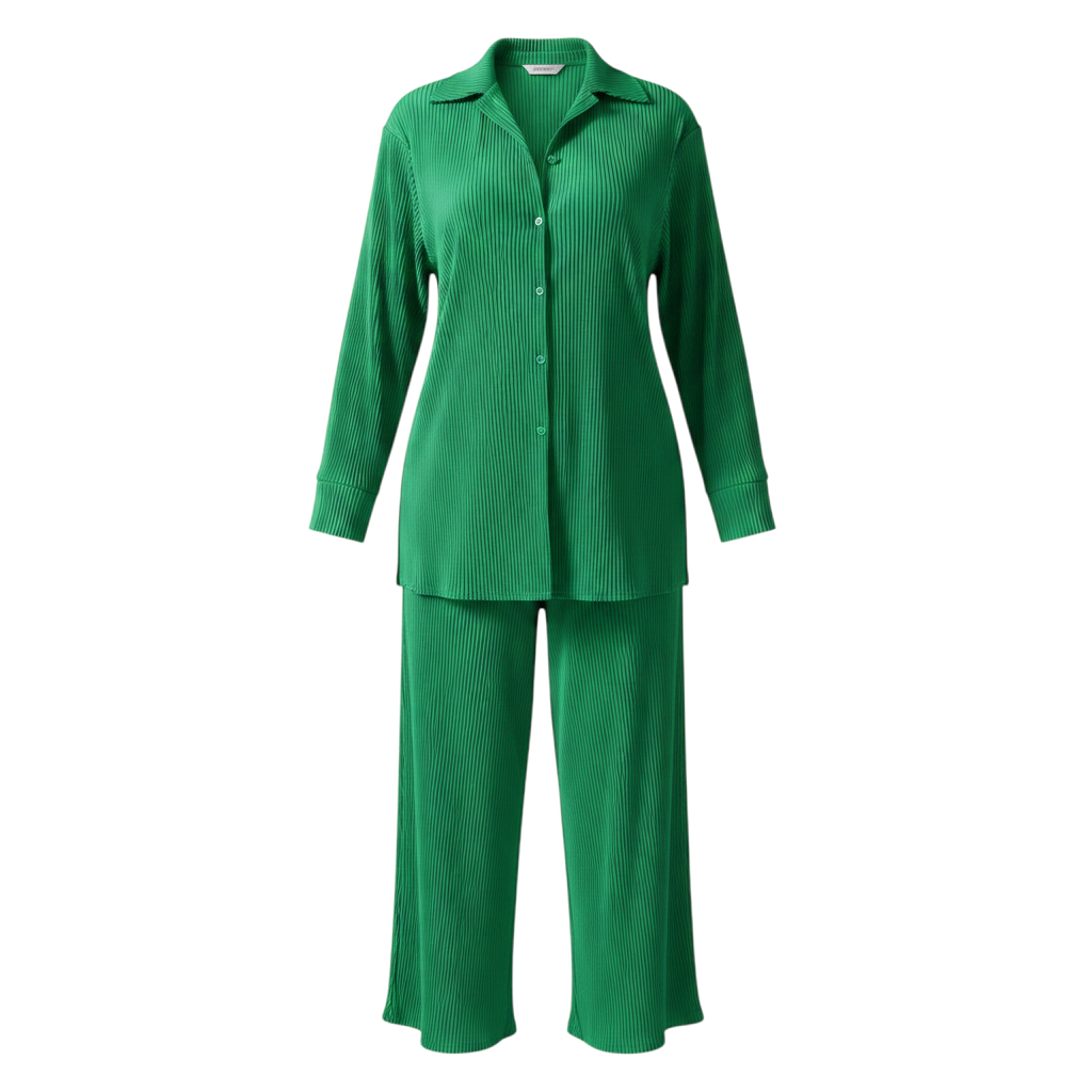The Serena Wide-Leg Lounge Set in Green-02 | Lavishly Me