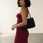 The Onyx Strapless Bodycon Maxi Dress in Claret | Lavishly Me