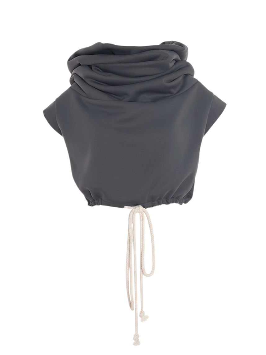 The Remi Shirred Hooded Tank in GRAY | Lavishly Me