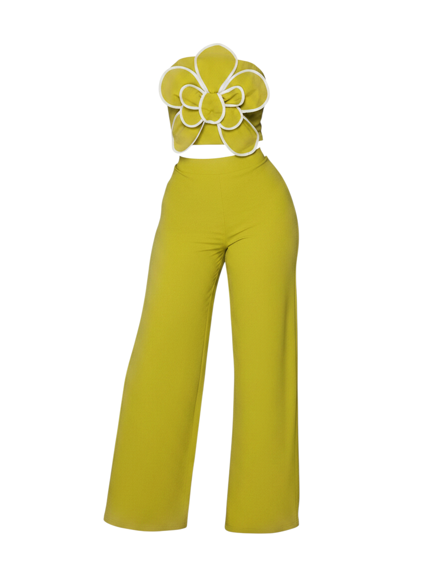 The Fleur Strapless Wide-Leg Set in Yellow | Lavishly Me