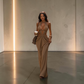 The Solana Cutout Halter Maxi Dress in Gray | Lavishly Me