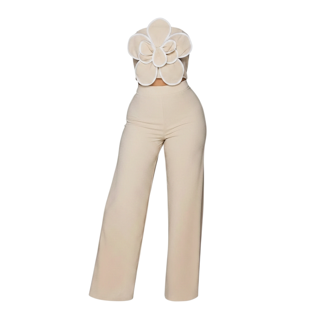 The Fleur Strapless Wide-Leg Set in Yellow | Lavishly Me