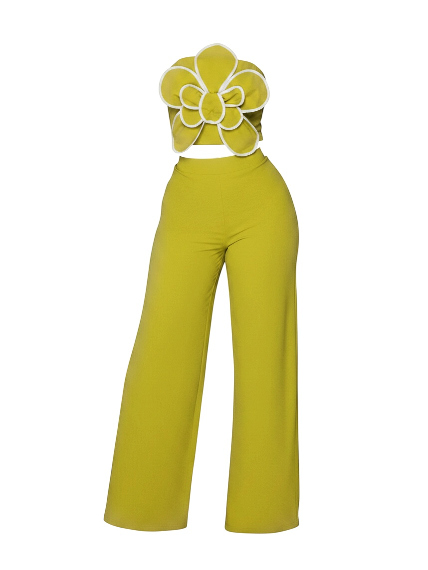The Fleur Strapless Wide-Leg Set in Yellow | Lavishly Me