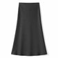 Lavishly Me Riviera black satin maxi skirt with a smooth, flowing silhouette and minimalist design.