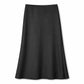 Lavishly Me black satin maxi skirt with a fluid, minimalist silhouette and elegant floor-length design.