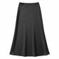 Lavishly Me black satin maxi skirt with a fluid, minimalist silhouette and elegant flowing drape.