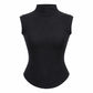 Lavishly Me black sleeveless turtleneck top featuring a slim fit and ribbed texture for an elegant layered look.