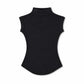 Lavishly Me black sleeveless turtleneck top in a slim-fit ribbed knit fabric for an elegant layered look.