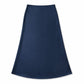 Lavishly Me navy blue satin maxi skirt with a smooth, flowing silhouette and minimalist design.