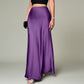 Lavishly Me Riviera satin maxi skirt in deep purple with a fluid, floor-length silhouette and minimalist design.