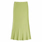 Lavishly Me Riviera satin maxi skirt in a soft lime green with a fluid, minimalist silhouette.